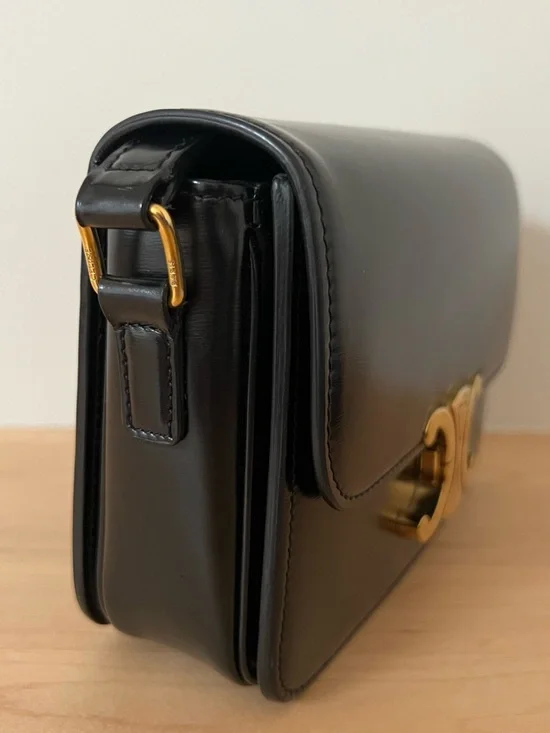 Authentic Celine Teen Triomphe Bag Black Shiny Calfskin - Picture 5 of 14